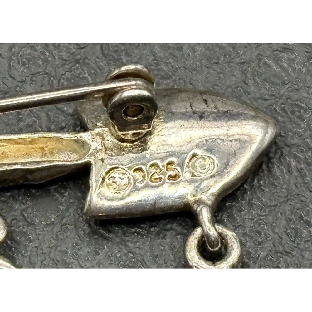 VTG Sterling Silver Garden Tool LADYBUG SHOVEL Sunflower Dangle Charm Brooch